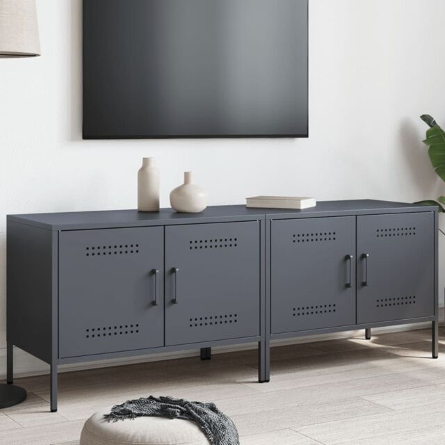 Berkfield Home TV Cabinets 2 pcs Anthracite 68x39x50.5 cm Steel - image 1