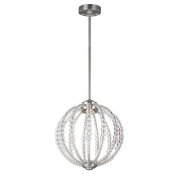 Loops 1 Bulb Ceiling Pendant Light Fitting Satin Nickel LED 8W Bulb in Metallics - thumbnail 1