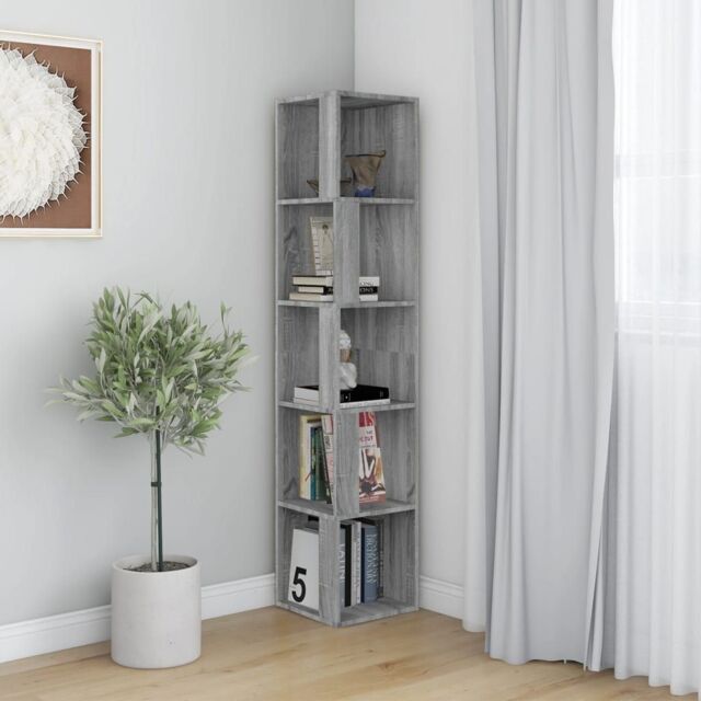 Berkfield Home Corner Cabinet Grey Sonoma 33x33x164.5 cm Engineered Wood - image 1