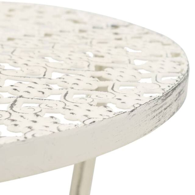 Berkfield Home Table Bistro Table Vintage Style Round Metal 40x70 cm White - image 1