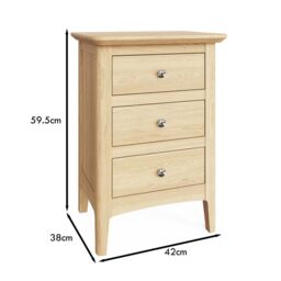 FWStyle Ready Assembled 3 Drawer Chest Of Drawers Natural Ash in Brown - thumbnail 5