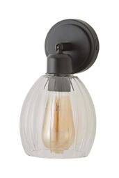 ValueLights Cheltenham Ribbed Glass Dome Adjustable Spotlight Wall Light in Black - thumbnail 6