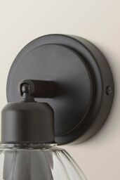 ValueLights Cheltenham Ribbed Glass Dome Adjustable Spotlight Wall Light in Black - thumbnail 5