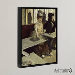 "Artery8 In a Cafe Absinthe Drinkers Edgar Degas Vintage Framed Canvas Wall Art in Grey - Size: W12"" x H16""" - thumbnail 2
