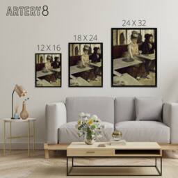 "Artery8 In a Cafe Absinthe Drinkers Edgar Degas Vintage Framed Canvas Wall Art in Grey - Size: W12"" x H16""" - thumbnail 4