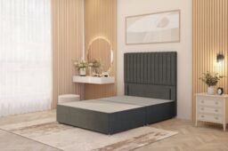 "Somnior Eleanor Linen Divan Bed Set with Pillowtop Mattress & 54"" Headboard in Mid Grey - Size: Small Single" - thumbnail 4