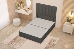 "Somnior Eleanor Linen Divan Bed Set with Pillowtop Mattress & 54"" Headboard in Mid Grey - Size: Small Single" - thumbnail 5