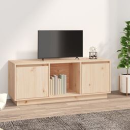 Berkfield Home TV Cabinet 110.5x35x44 cm Solid Wood Pine in Brown - thumbnail 1