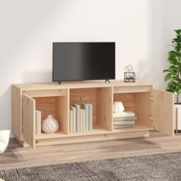 Berkfield Home TV Cabinet 110.5x35x44 cm Solid Wood Pine in Brown - thumbnail 3