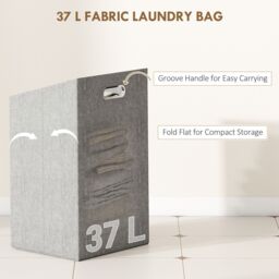HOMCOM Removable 37L Laundry Hamper with Bamboo Bathroom Storage Cabinet in Natural - thumbnail 6