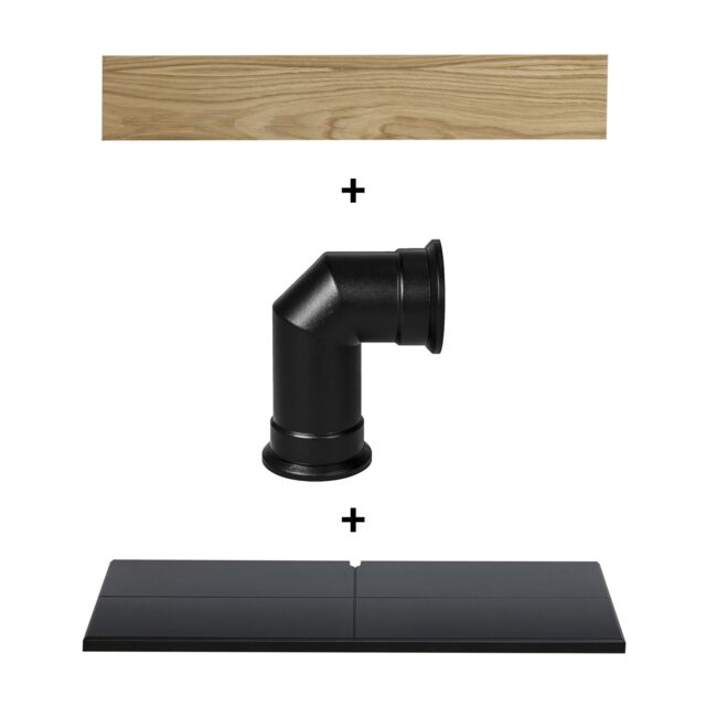Adam Fires & Fireplaces Adam Oak Beam, Hearth & Stove Pipe Set - image 1