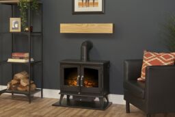 Adam Fires & Fireplaces Adam Oak Beam, Hearth & Stove Pipe Set - thumbnail 2