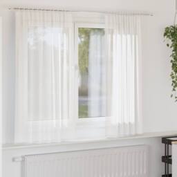 Berkfield Home Voile Curtains with Rod Pockets 2 pcs White - thumbnail 2