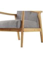 Living and Home Grey Terry Cloth Casual Upholstered Armchair with Rubberwood Wood Frame - thumbnail 6