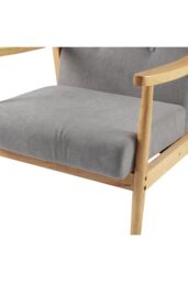 Living and Home Grey Terry Cloth Casual Upholstered Armchair with Rubberwood Wood Frame - thumbnail 5
