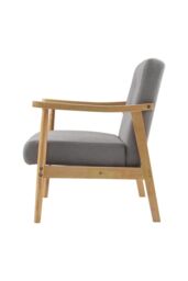 Living and Home Grey Terry Cloth Casual Upholstered Armchair with Rubberwood Wood Frame - thumbnail 4