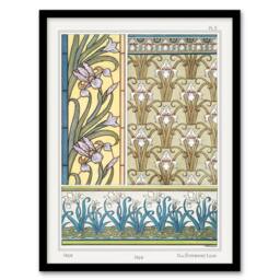 Artery8 Maurice Pillard Verneuil Framed Wall Art Print Iris Floral Patterns in Green - Size: A4 - thumbnail 1