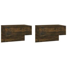 Berkfield Home Wall-mounted Bedside Cabinets 2 pcs Smoked Oak in Brown - thumbnail 2