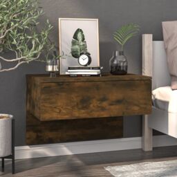 Berkfield Home Wall-mounted Bedside Cabinets 2 pcs Smoked Oak in Brown - thumbnail 3