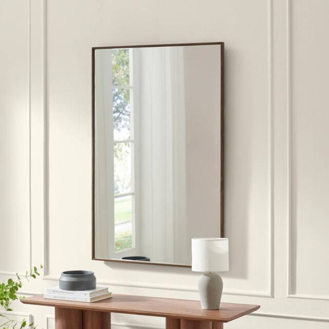FurnitureboxUK Inga Walnut Wood Long Rectangle 120x80cm Wall Mirror - Size: 120x80 cm - image 1