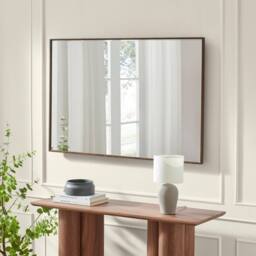 FurnitureboxUK Inga Walnut Wood Long Rectangle 120x80cm Wall Mirror - Size: 120x80 cm - thumbnail 3