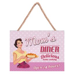 Orsina Doris Wall Plaque, Rustic Wooden Sign With Vintage-Style Typography, Natural Finish Brings Warmth in Pink