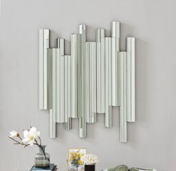 Crystalline Medium 100cm x 80cm Silver Mirrored Frame 3D Contemporary Modern Hallway Bedroom Living Room Wall Mirror - thumbnail 3