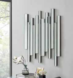 Crystalline Medium 100cm x 80cm Silver Mirrored Frame 3D Contemporary Modern Hallway Bedroom Living Room Wall Mirror - thumbnail 1