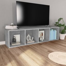 Berkfield Home Book Cabinet/TV Cabinet Concrete Grey 36x30x143 cm Engineered Wood - Size: 36 x 30 x 143 cm - thumbnail 6