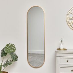 Melody Maison Warm Gold Oval Framed Wall Mirror 140cm X 40cm in Metallic Gold - Size: 140 cm X 40 cm - thumbnail 5