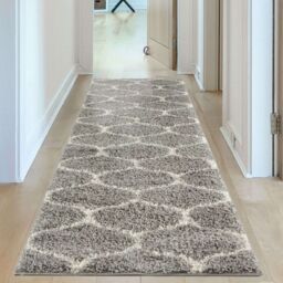 THE RUGS Soft Trellis Shaggy Rugs & Runners Grey & Ivory Living Room - Size: 120 cm x 120 cm - thumbnail 9