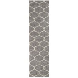 THE RUGS Soft Trellis Shaggy Rugs & Runners Grey & Ivory Living Room - Size: 120 cm x 120 cm - thumbnail 8