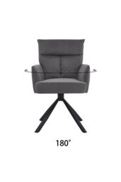 H&O Direct Grey Modern Frosted Velvet Swivel Armchair - thumbnail 3
