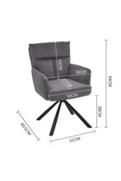H&O Direct Grey Modern Frosted Velvet Swivel Armchair - thumbnail 6