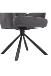H&O Direct Grey Modern Frosted Velvet Swivel Armchair - thumbnail 5