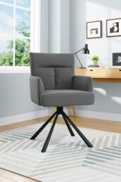 H&O Direct Grey Modern Frosted Velvet Swivel Armchair - thumbnail 2