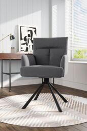 H&O Direct Grey Modern Frosted Velvet Swivel Armchair