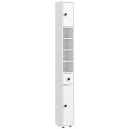 Kleankin Slim Bathroom Cabinet, Toilet Roll Storage w/ Shelves in White - thumbnail 2