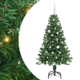Berkfield Home Green Artificial Christmas Tree with 150 LEDs with Stand Green 150 cm - thumbnail 3