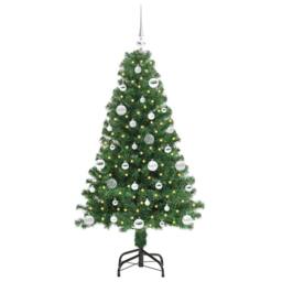 Berkfield Home Green Artificial Christmas Tree with 150 LEDs with Stand Green 150 cm - thumbnail 1