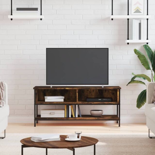 Berkfield Home TV Cabinet Smoked Oak 100x35x45 cm Engineered Wood in Brown - Size: 100 x 35 x 45 cm - image 1
