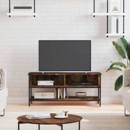 Berkfield Home TV Cabinet Smoked Oak 100x35x45 cm Engineered Wood in Brown - Size: 100 x 35 x 45 cm - thumbnail 1