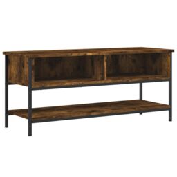 Berkfield Home TV Cabinet Smoked Oak 100x35x45 cm Engineered Wood in Brown - Size: 100 x 35 x 45 cm - thumbnail 2