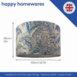 Happy Homewares Contemporary & Vivid Peacock Print Table/Pendant Lamp Shade in Soft Cotton - Size: 16 inches - thumbnail 5