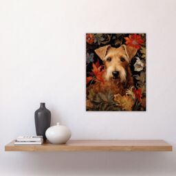 Artery8 Golden Sealyham Terrier Dog On Elegant Floral Backdrop William Morris Style Pattern Artwork Unframed Wall Art Print Poster Home Decor Premium - thumbnail 4