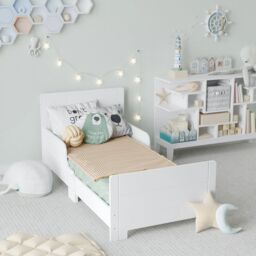 EONLION Classic Wooden Toddler Bed Safety Rail Guard - For Kids Boys & Girls in White - thumbnail 6