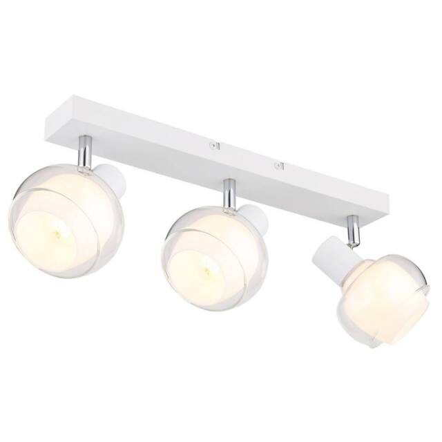 Netlighting Tokki Ceiling Spotlight Bar White Matt Clear Glass Shade 3x E14 - image 1