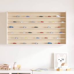 Berkfield Home Wall Display Cabinet with 6 Shelves 100x8.5x55 cm in Off-White - thumbnail 3