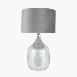 Ruma Gold Foxed Glass Dual Light Table Lamp with Black Shade in Metallic Silver - thumbnail 2