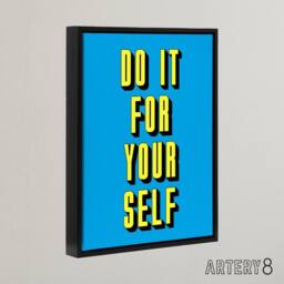 "Artery8 Do It For Yourself Retro Yellow Blue Bold Simple Framed Canvas Art - Size: W12"" x H16""" - thumbnail 2